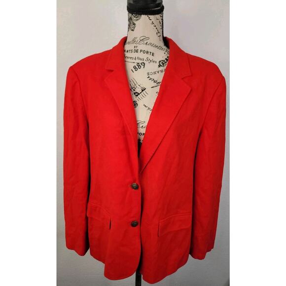 Pendleton Blazer Womens SZ 18 Virgin Wool Red Jacket USA Made Lined Shoulder Pad - Picture 2 of 10